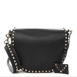 Valentino Garavani Black Studded Leather Shoulder Bag